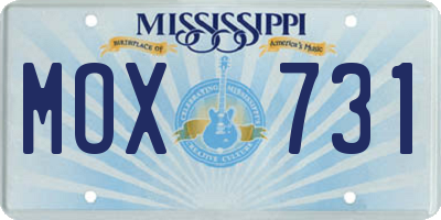 MS license plate MOX731
