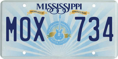 MS license plate MOX734