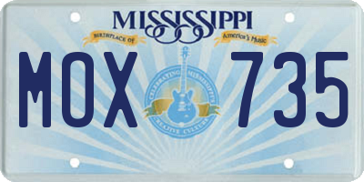 MS license plate MOX735