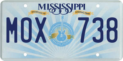 MS license plate MOX738