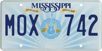 MS license plate MOX742
