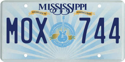 MS license plate MOX744