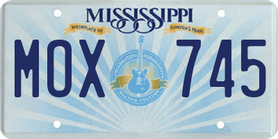 MS license plate MOX745