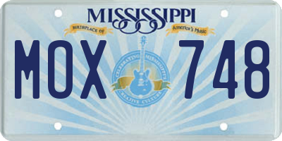 MS license plate MOX748