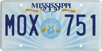 MS license plate MOX751