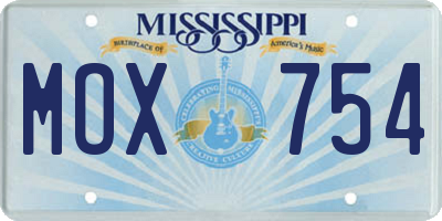 MS license plate MOX754