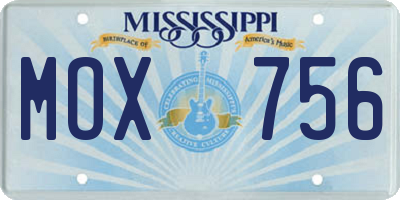 MS license plate MOX756