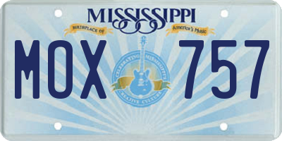 MS license plate MOX757