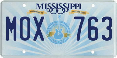 MS license plate MOX763