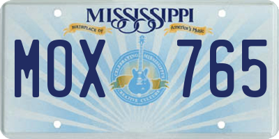 MS license plate MOX765