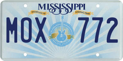 MS license plate MOX772