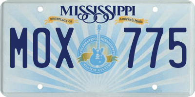 MS license plate MOX775