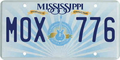MS license plate MOX776
