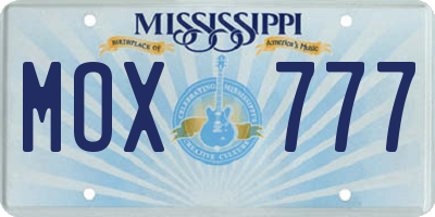 MS license plate MOX777