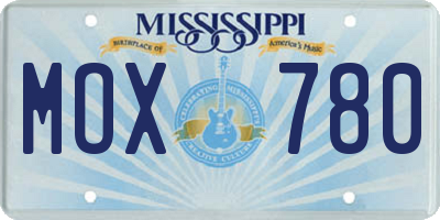 MS license plate MOX780