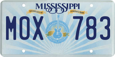 MS license plate MOX783