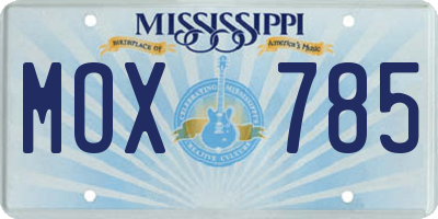 MS license plate MOX785