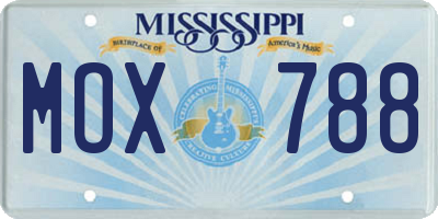 MS license plate MOX788