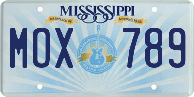 MS license plate MOX789