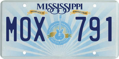 MS license plate MOX791