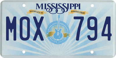 MS license plate MOX794