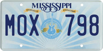 MS license plate MOX798