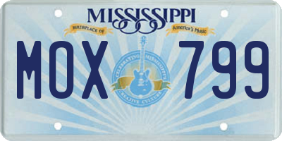 MS license plate MOX799