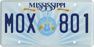 MS license plate MOX801