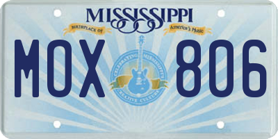 MS license plate MOX806