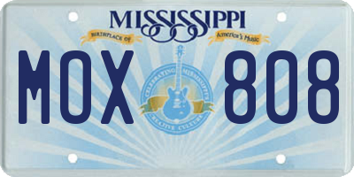 MS license plate MOX808