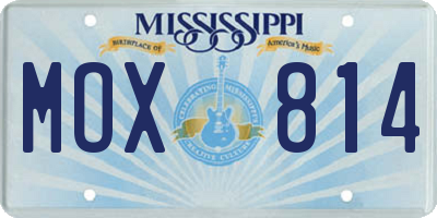 MS license plate MOX814