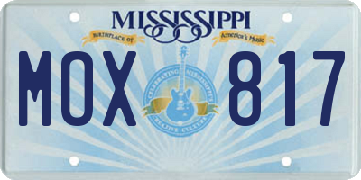 MS license plate MOX817