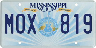 MS license plate MOX819