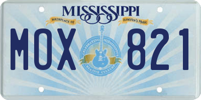MS license plate MOX821