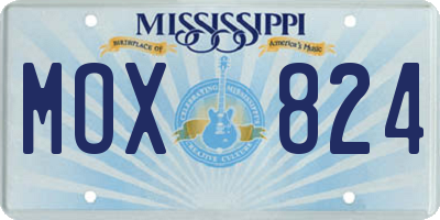 MS license plate MOX824