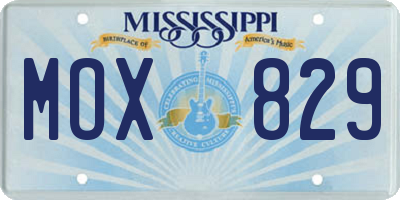 MS license plate MOX829
