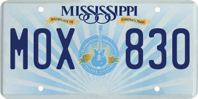 MS license plate MOX830