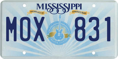 MS license plate MOX831