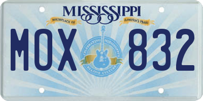 MS license plate MOX832