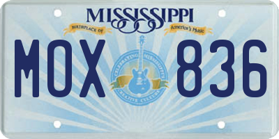 MS license plate MOX836
