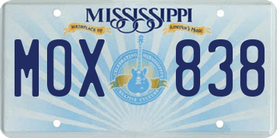 MS license plate MOX838