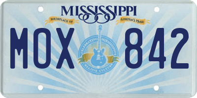 MS license plate MOX842