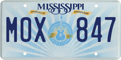 MS license plate MOX847