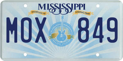 MS license plate MOX849