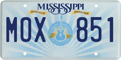 MS license plate MOX851