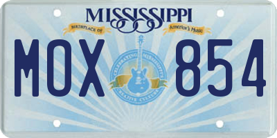 MS license plate MOX854