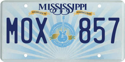 MS license plate MOX857