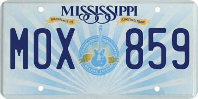 MS license plate MOX859