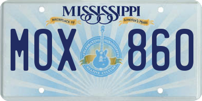 MS license plate MOX860