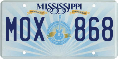 MS license plate MOX868